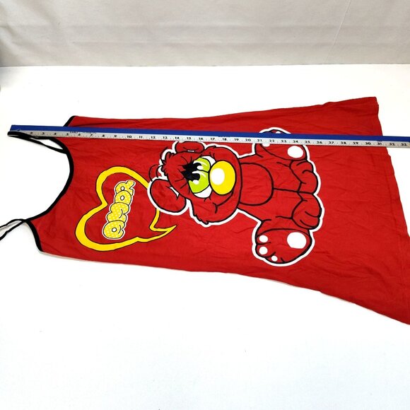 Nicoletta Amor Nightgown Size Large Red Cartoon Bear w/ Black Straps 90% Cotton - Picture 5 of 7
